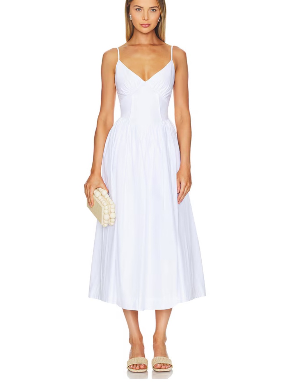 NICHOLAS Becker Princess Waist Midi Dress in White
